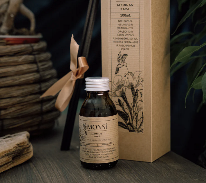 100ml. namų kvapas su lazdelėmis Jazminas ir kava